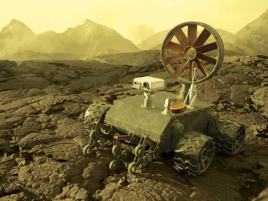 Space rover in operation